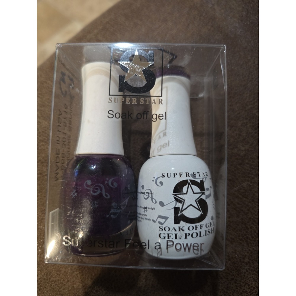 SuperStar Soak Off Duo Gel + Nail Polish #53 Fruity Pebbles Color Purple W Box